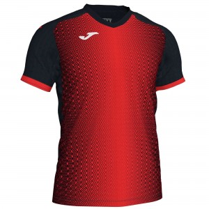 Joma Supernova T-shirt S/S Erkek Tişört Siyah Kırmızı | 49CGUJOIS