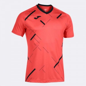 Joma Tiger Iii Short Sleeve T-shirt Fluor Erkek Tişört Mercan Siyah | 98QGDJXIM