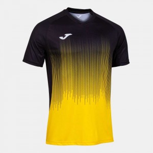 Joma Tiger Iv Short Sleeve T-shirt Erkek Tişört Sarı Siyah | 07GLWQEZH