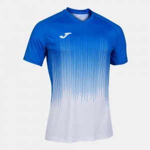 Joma Tiger Iv Short Sleeve T-shirt Erkek Tişört Beyaz Kraliyet Mavisi | 13YCHEJVB