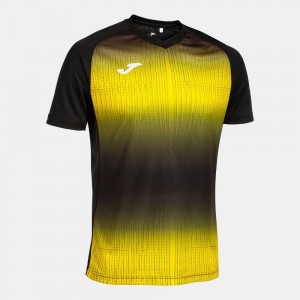 Joma Tiger V Short Sleeve T-shirt Erkek Tişört Siyah Sarı | 45UGSNCOL