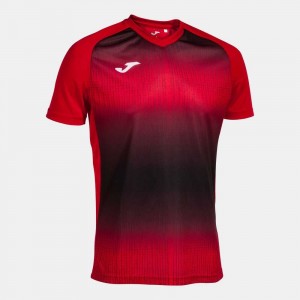 Joma Tiger V Short Sleeve T-shirt Erkek Tişört Kırmızı Siyah | 82ZYKFLDP