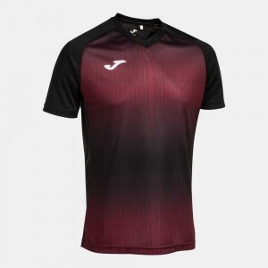 Joma Tiger V Short Sleeve T-shirt Erkek Tişört Siyah Bordo | 94CIAWYSX