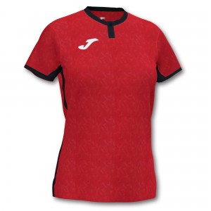 Joma Toletum Ii T-shirt S/S Kadın Tişört Kırmızı Siyah | 63QUGAINW