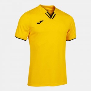 Joma Toletum Iv Short Sleeve T-shirt Erkek Tişört Sarı Siyah | 53YCRBOQW