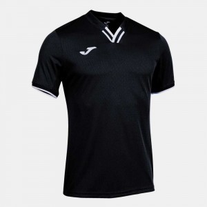 Joma Toletum Iv Short Sleeve T-shirt Erkek Tişört Siyah Beyaz | 83QAIMOGF