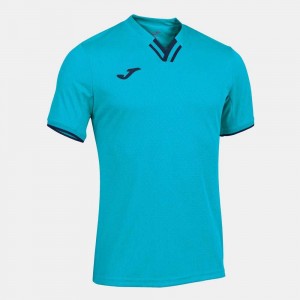 Joma Toletum Iv Short Sleeve T-shirt Fluor Erkek Tişört Turkuaz Lacivert | 26MGXBPAW