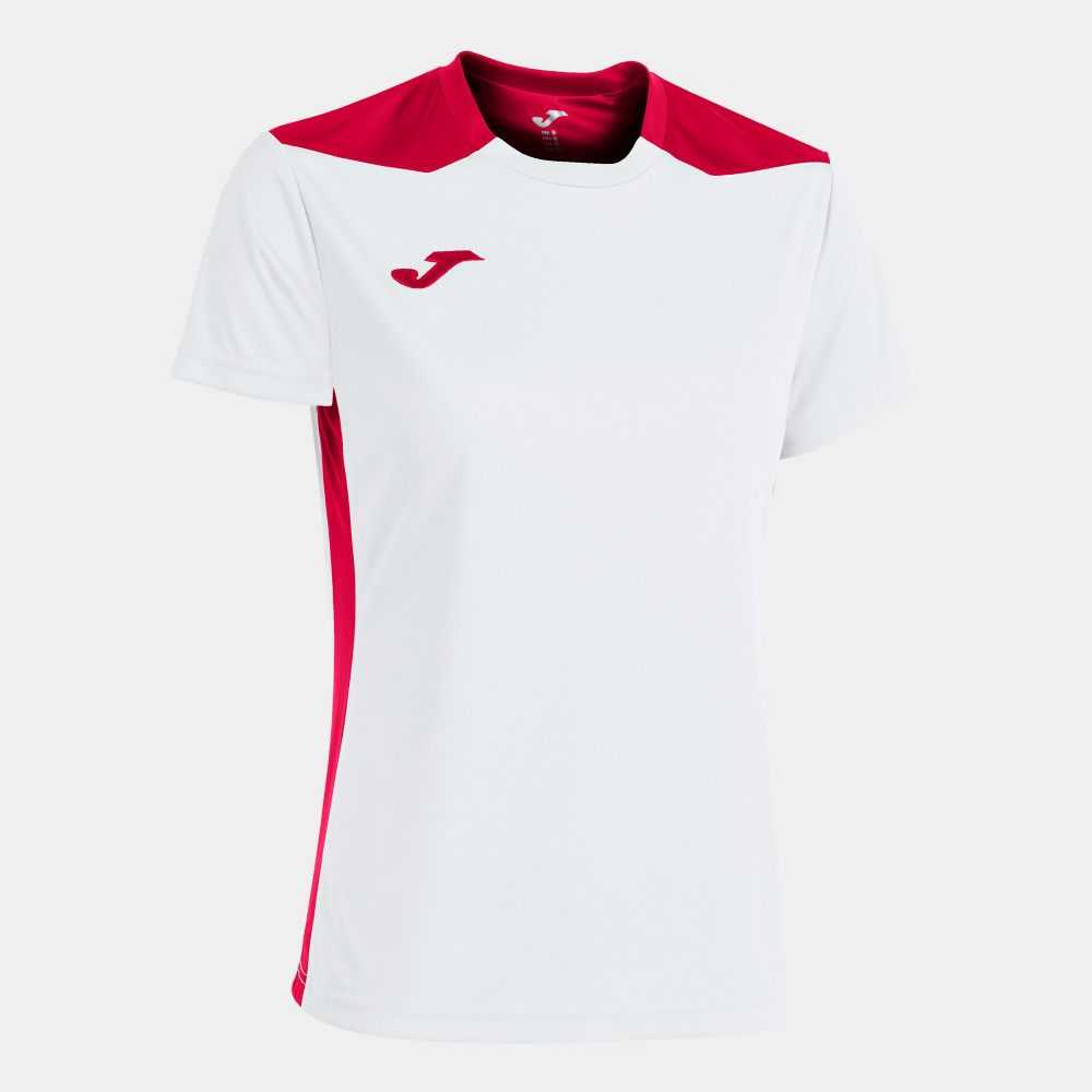 Joma Championship Vi Short Sleeve T-shirt Kadın Tişört Beyaz Kırmızı | 47CVITQAE