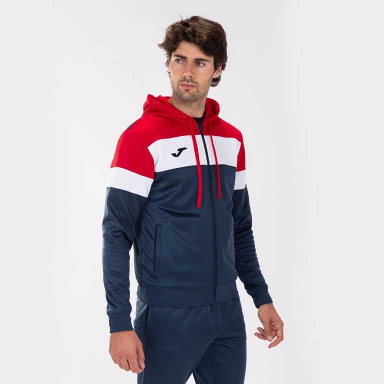 Joma Crew Iv Hoodie Jacket Erkek Eşofman Lacivert Kırmızı | 65PQMSWUZ