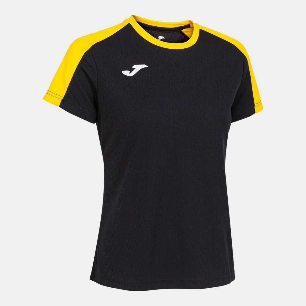 Joma Eco Championship Short Sleeve T-shirt Kadın Tişört Siyah Sarı | 82BVTZEPQ