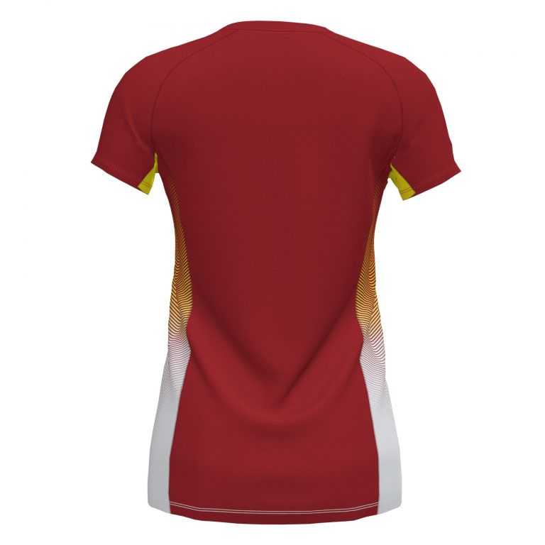 Joma Elite Vii T-shirt S/S Kadın Tişört Kırmızı Beyaz Sarı | 39VDTGKZO