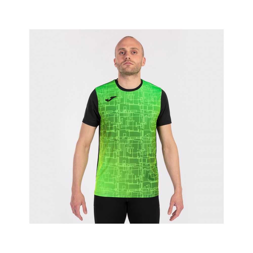 Joma Elite Viii Short Sleeve T-shirt Fluor Erkek Tişört Siyah Yeşil | 70HECTAZI