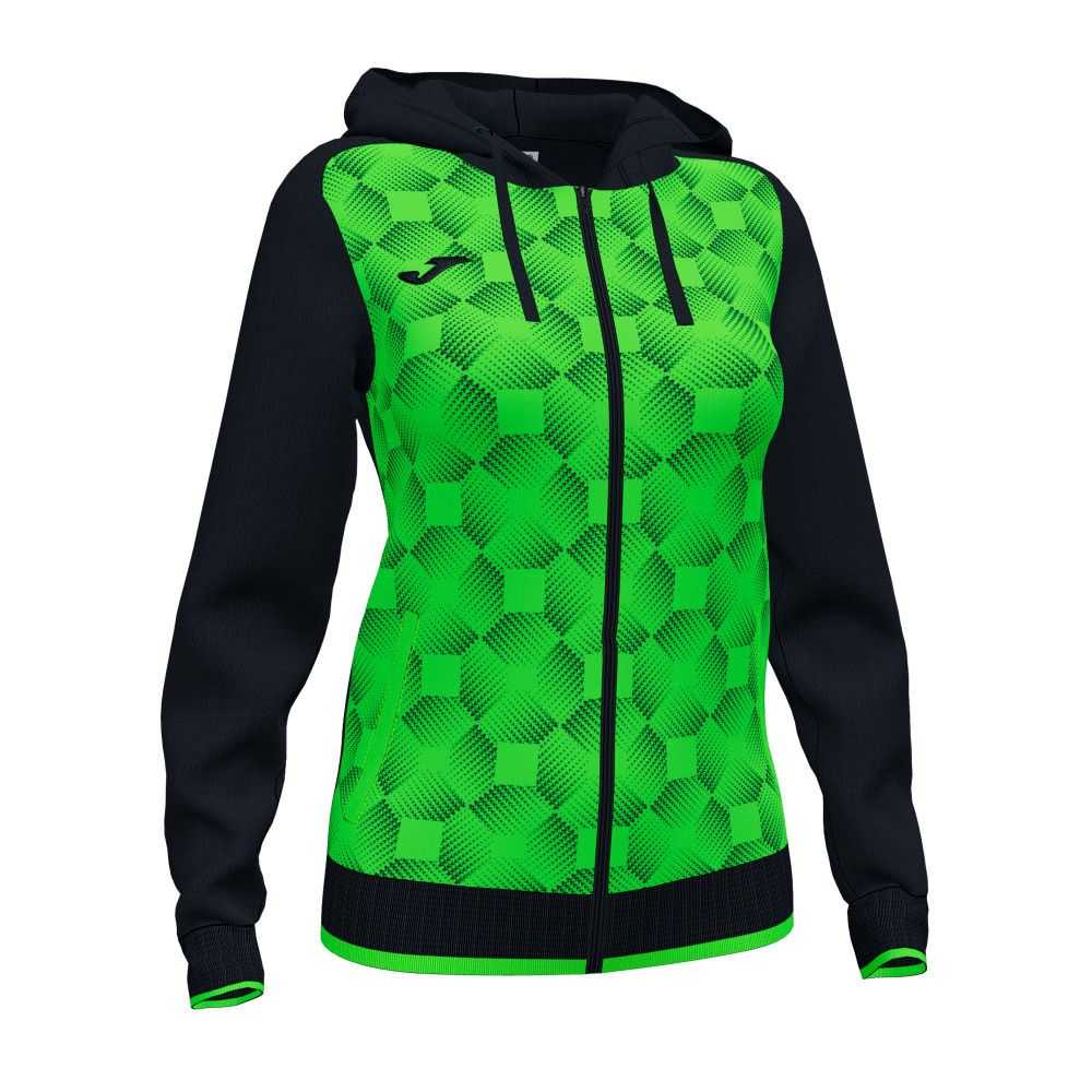 Joma Supernova Iii Zip up Hoodie Fluor Kadın Eşofman Siyah Yeşil | 38SNZWBAM