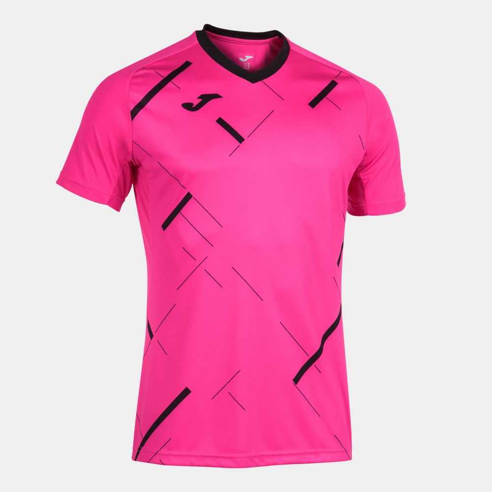 Joma Tiger Iii Short Sleeve T-shirt Fluor Erkek Tişört Pembe Siyah | 84NUXSGWK