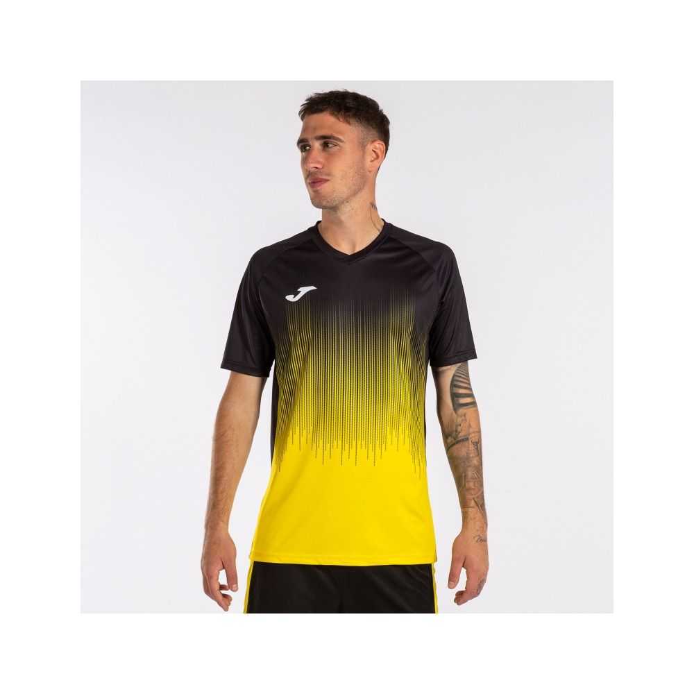 Joma Tiger Iv Short Sleeve T-shirt Erkek Tişört Sarı Siyah | 07GLWQEZH